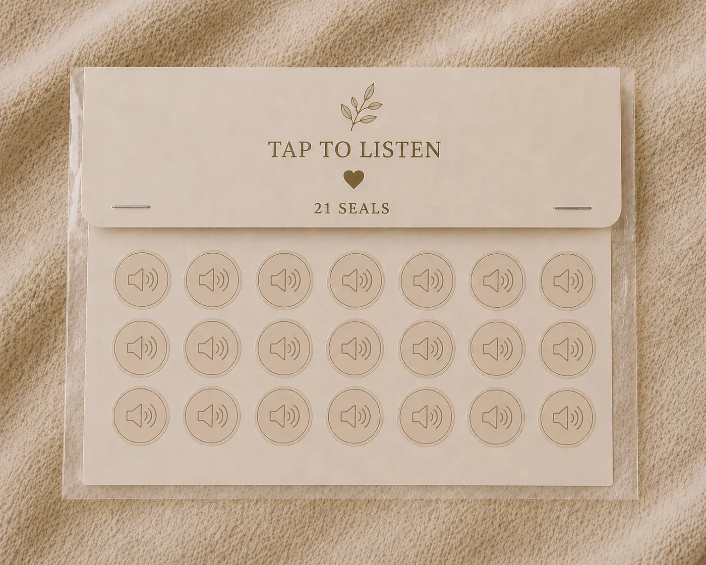 A pack of 21 Tap to Listen Story Stone Seals